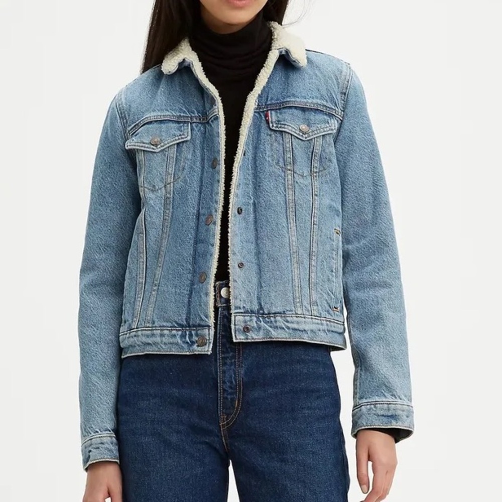 Levi’s Sz XL Sherpa Lined Jean Jacket Blue